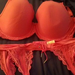 VS pink bra and garter belt
